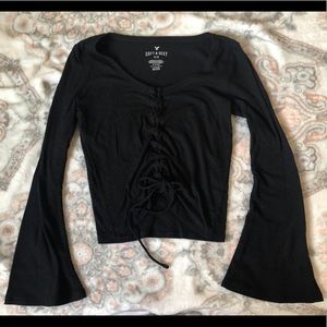 NWOT AE soft and sexy rib long sleeve lace up top